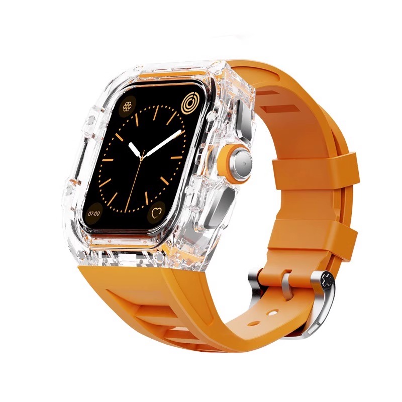 

IBOANN Часы Strap Apple Compatibility Silicone Material, Pin buckle [transparent + orange strap]