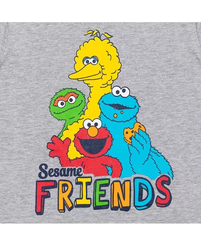 Детский набор для мальчиков: 2 футболки Elmo's Book of Friends и книжка-игрушка Sesame Street, серый — фото 2