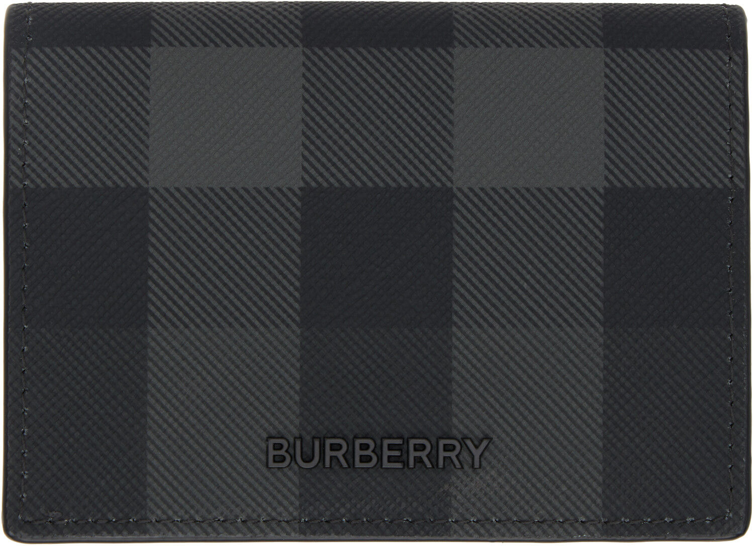

Складной держатель для карточек из кожи в серо-черную клетку Burberry
