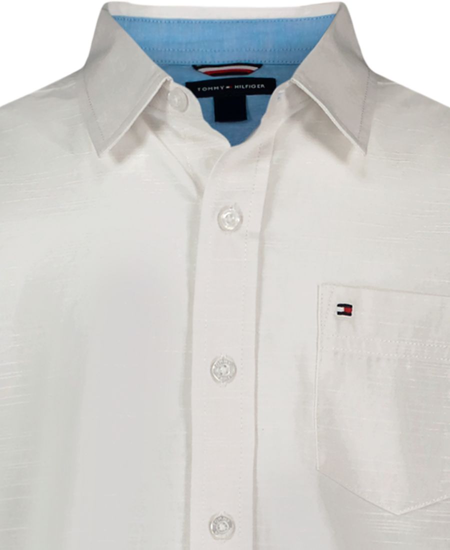 Детская рубашка с длинными рукавами из фактурной ткани, размер 8-20 Tommy Hilfiger, White — фото 3