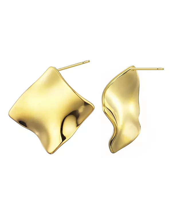 

Серьги-Гвоздики с волнообразным узором, устойчивые к потускнению, позолоченные Adornia, gold