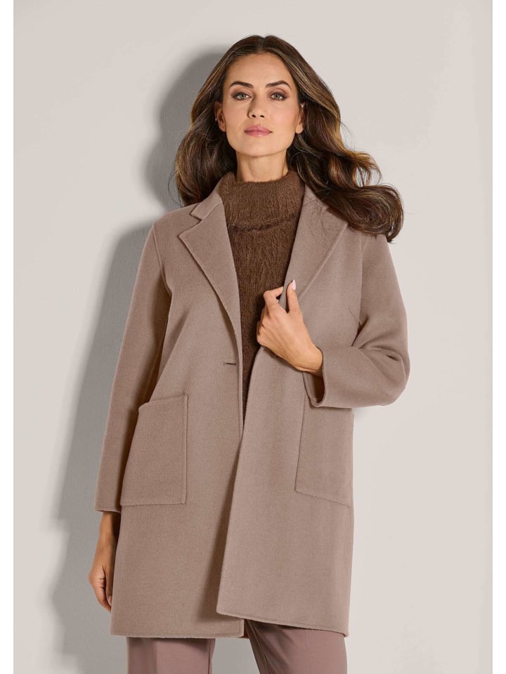 

MADELEINE Элегантное двустороннее пальто с отложным воротником, бежевого цвета