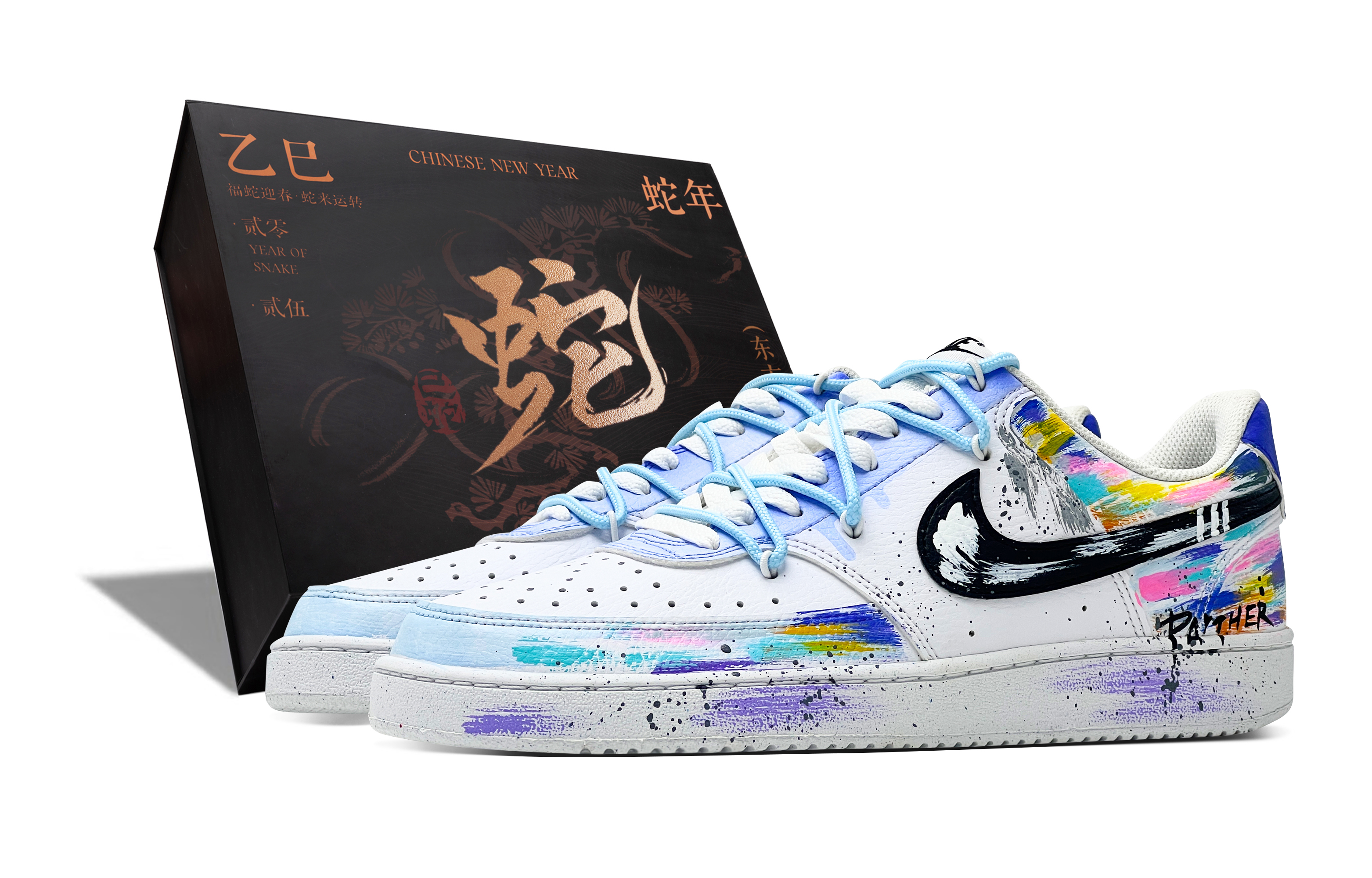 

Nike Кроссовки для скейтборда Court Vision 1 с противоскользящей подошвой, износостойкие, мужские, белые, синие