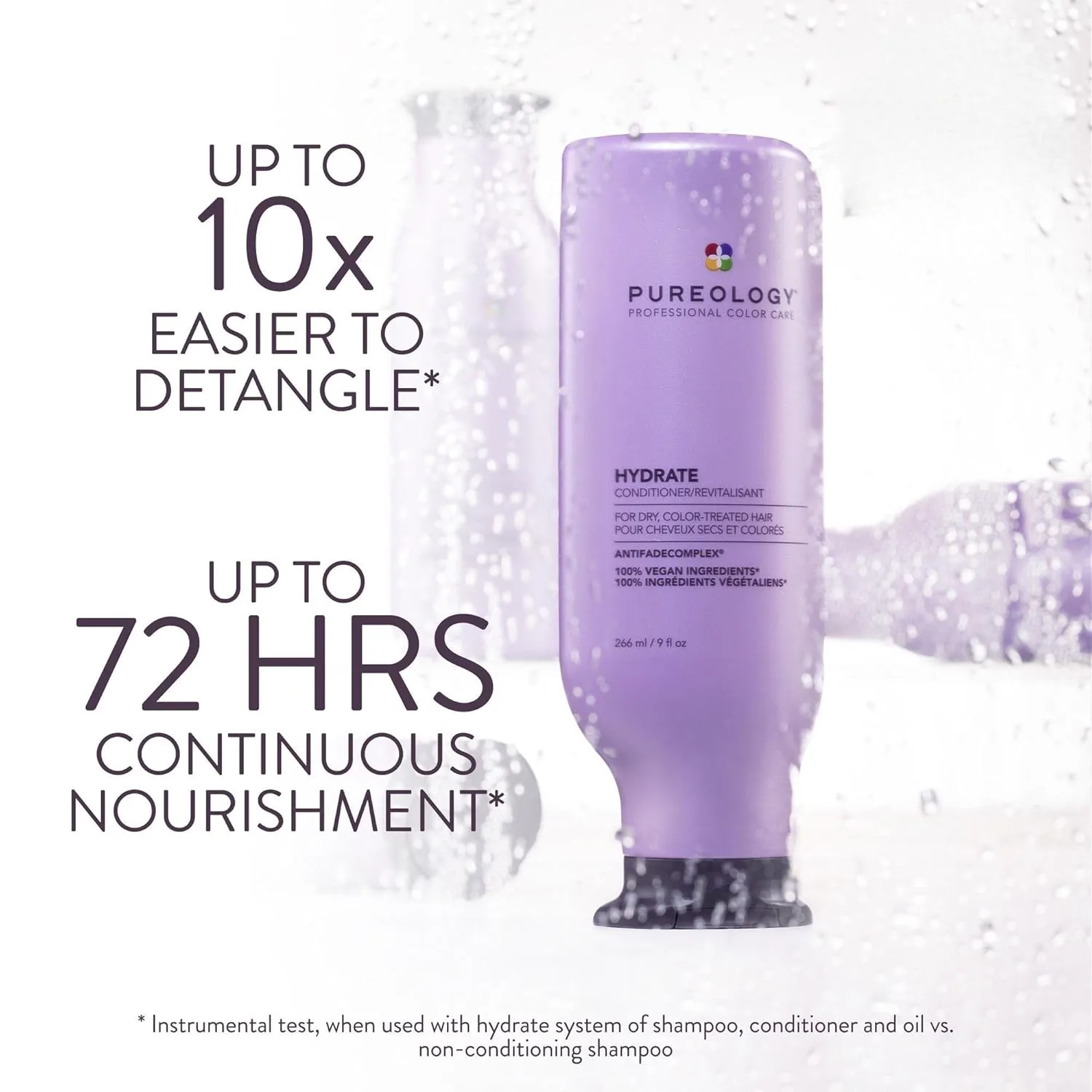 Увлажняющий кондиционер Pureology Hydrate - для сухих или окрашенных волос, питательный кондиционер для восстановления влаги и сохранения увлажненности, веганский продукт. 266 мл (.) — фото 2