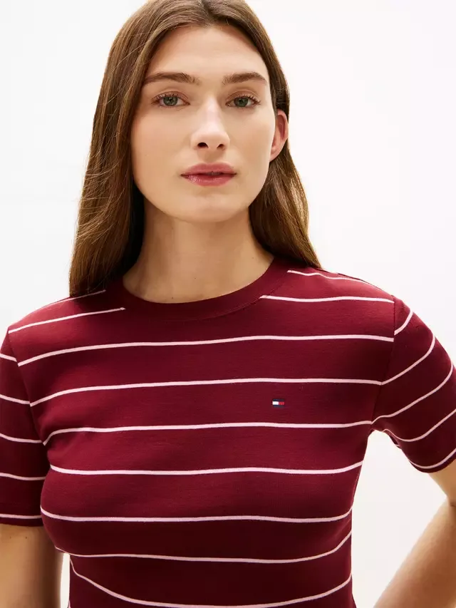 Футболка с полосатым логотипом флага Tommy Hilfiger, Wine Red — фото 4