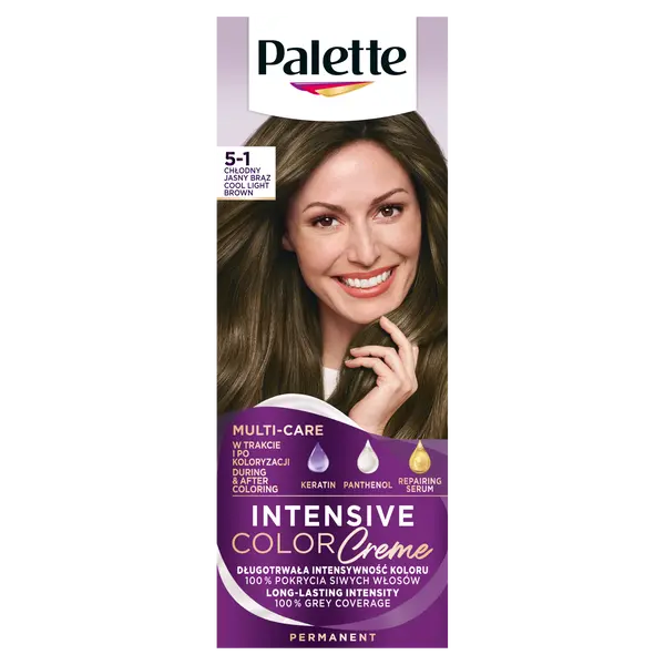 

Краска для волос 5-1 холодный светло-коричневый, 1 упаковка. Palette Intensive color creme, цвет 5-1 chłodny jasny brąz