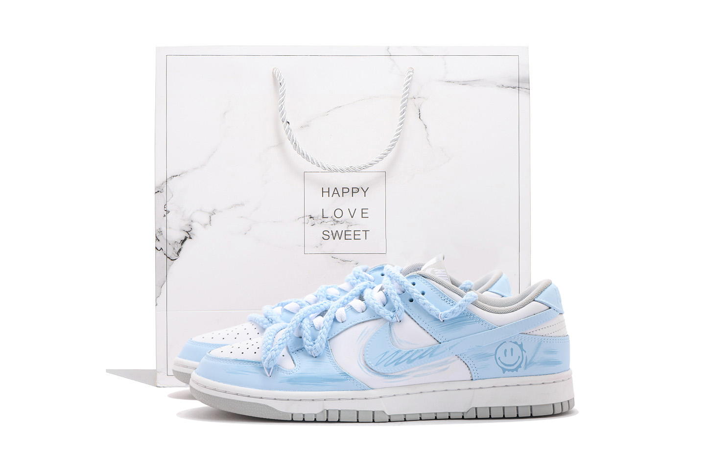 

Nike Кроссовки для скейтбординга Dunk, износостойкие, низкие, мужские, белые, синие
