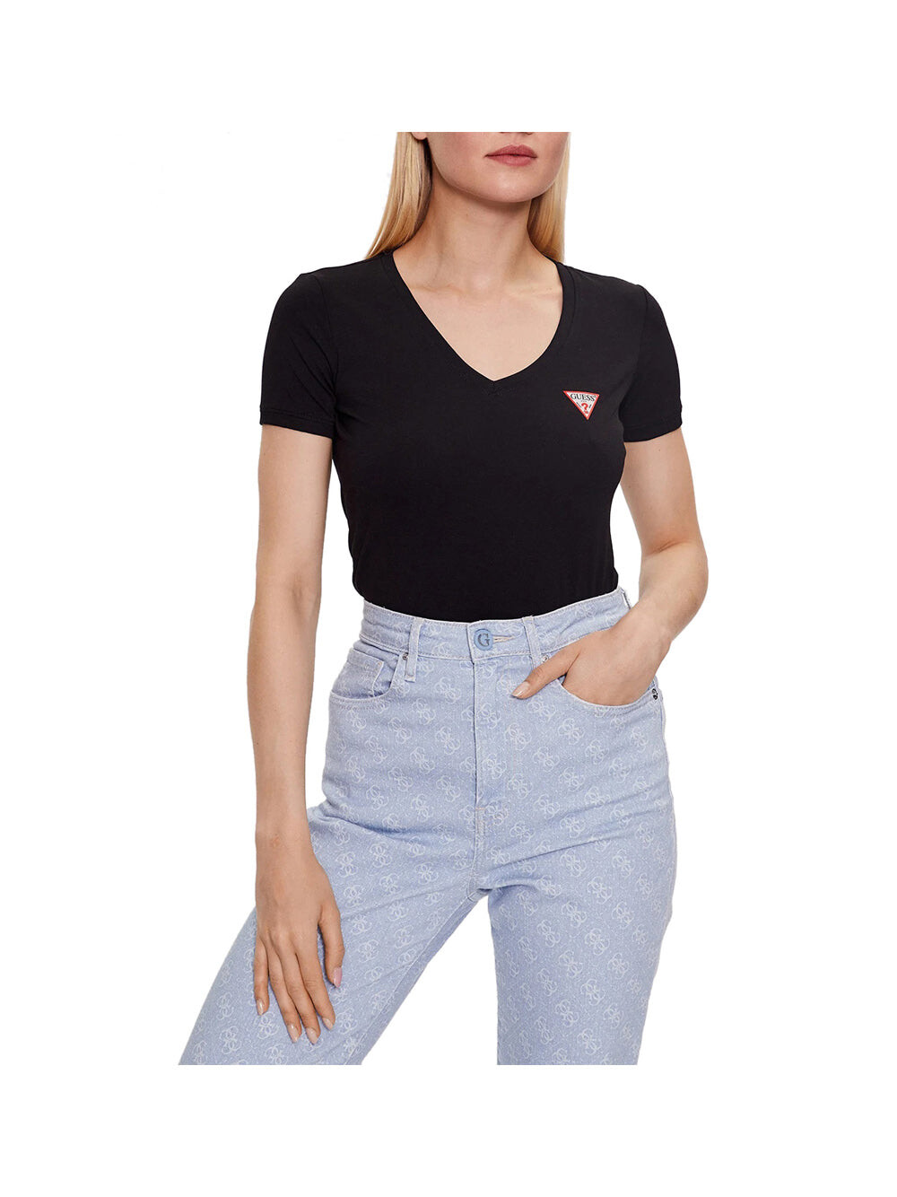 

Черная женская футболка Guess