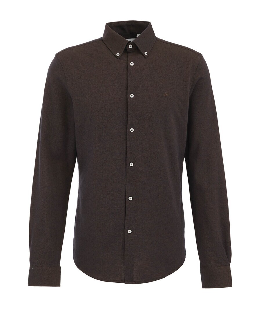 

Повседневная рубашка WE Fashion Slim fit Button Up Shirt, коричневый
