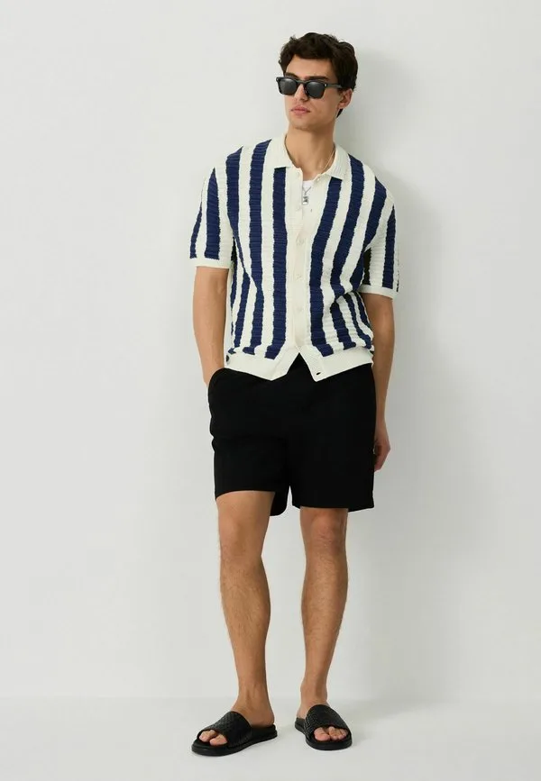 Полосатая рубашка стандартного кроя Next, White/Navy Blue — фото 2