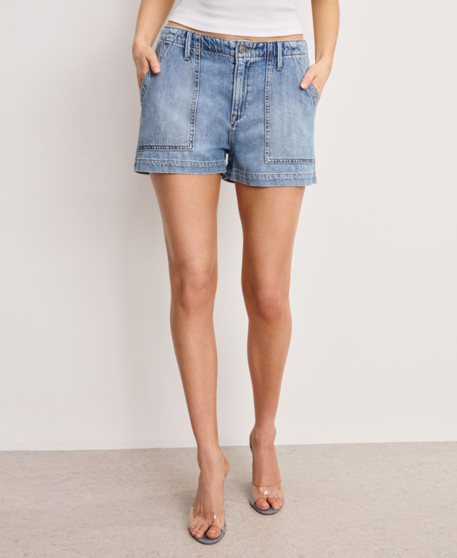 

Женские легкие шорты с высокой посадкой, стандартные и большие размеры Good American, Indigo786