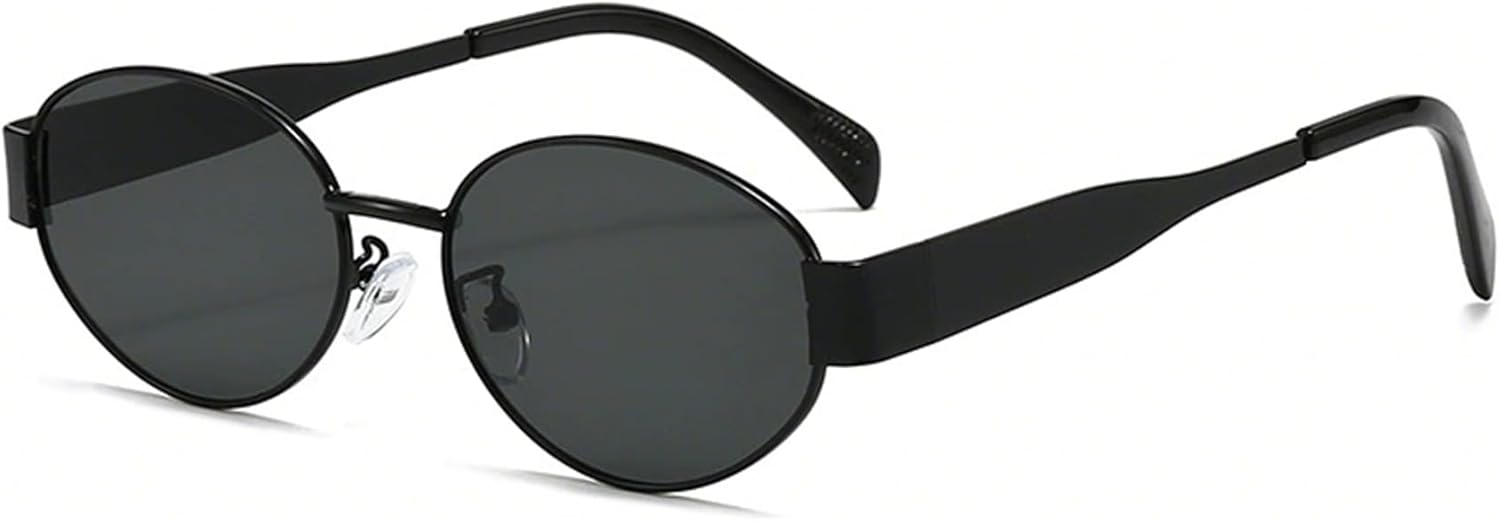 

Солнцезащитные очки AIEYEZO Retro Oval для женщин, модные поляризованные солнцезащитные очки в овальной металлической оправе с линзами, защищающими от УФ-излучения UV400, Black/Grey