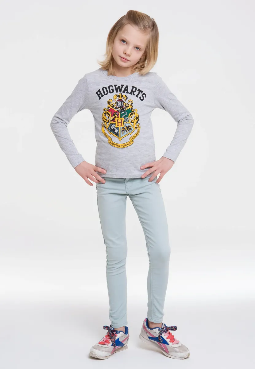 Рубашка с длинными рукавами LOGOSHIRT "Хогвартс" с детальным принтом, серый — фото 3