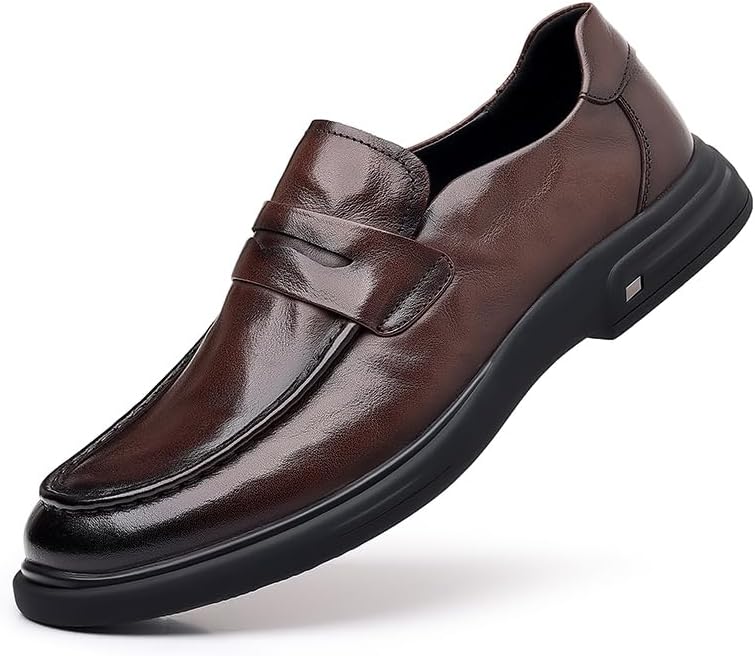 

Мужские туфли из блестящей лакированной кожи, мужские туфли-дерби без шнурков с острым носком, классические деловые туфли ручной работы, деловые туфли-дерби Lhyxu, коричневый