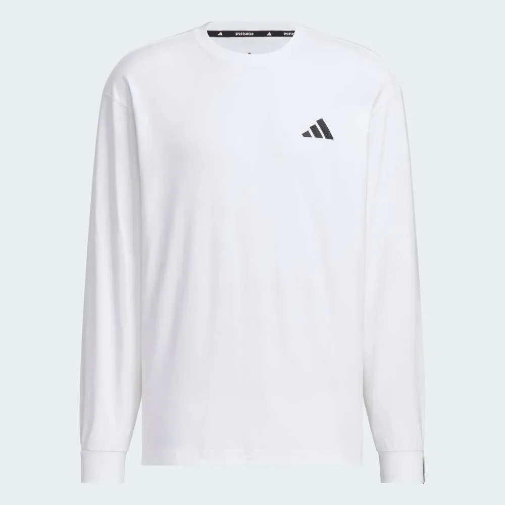 Футболка с длинным рукавом Essentials Plus свободного кроя с небольшим логотипом Adidas, white — фото 4