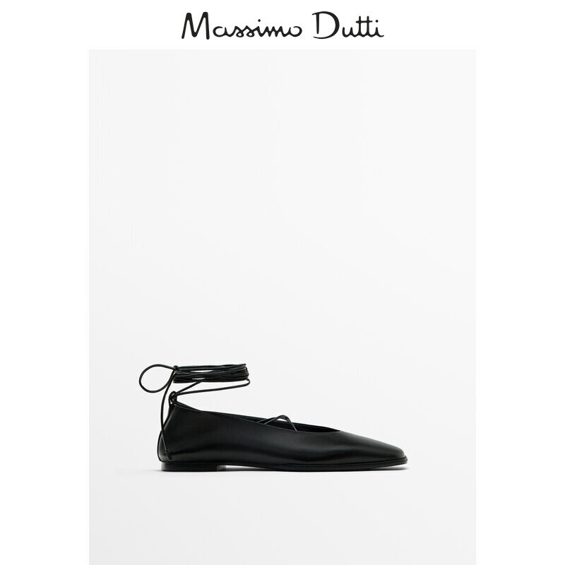 

Сандалии женские Massimo Dutti на плоской подошве, черный