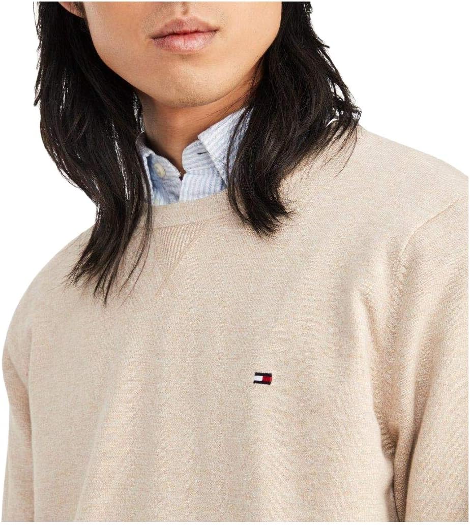 Мужской хлопковый свитер с круглым вырезом Tommy Hilfiger, Shell Heather / Starfish Heather — фото 3