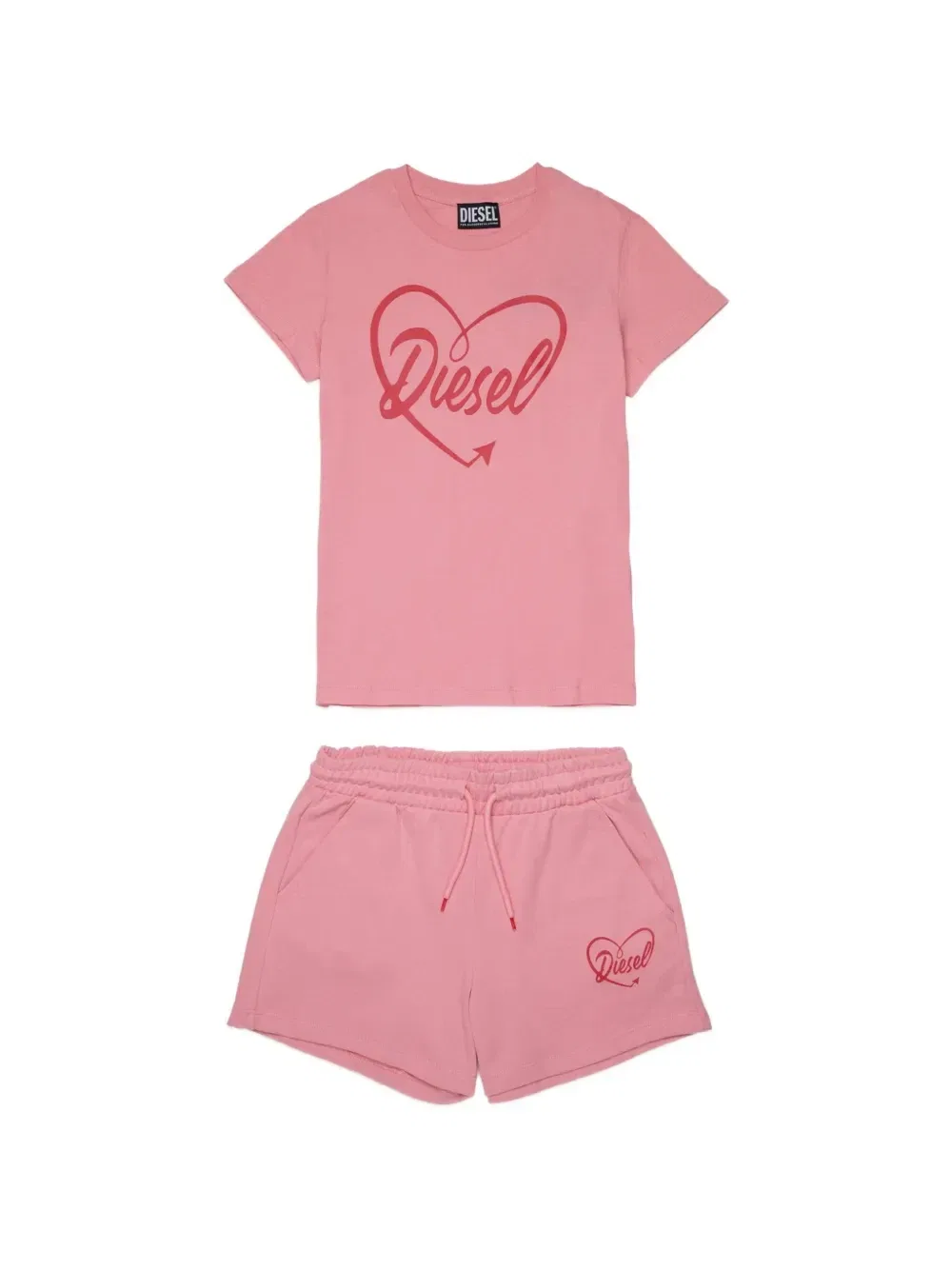 Комплект из топа и шорт с принтом Diesel Kids, розовый