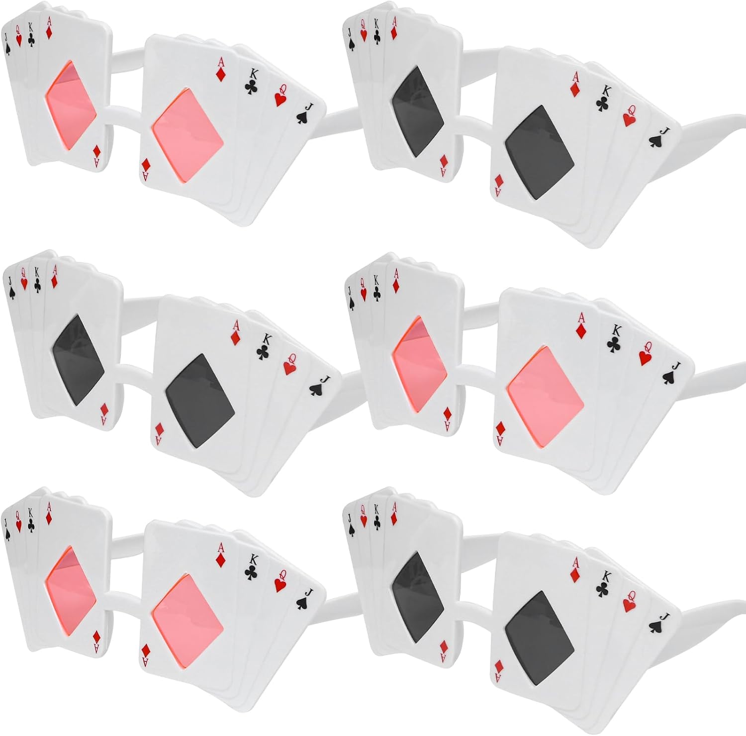 

6 солнцезащитных очков в покерной тематике, очки для игры в карты, аксессуары для вечеринки в стиле казино и покера, для взрослых мужчин и женщин, сувениры для вечеринки в стиле казино, черные и розовые линзы KINMAD, White