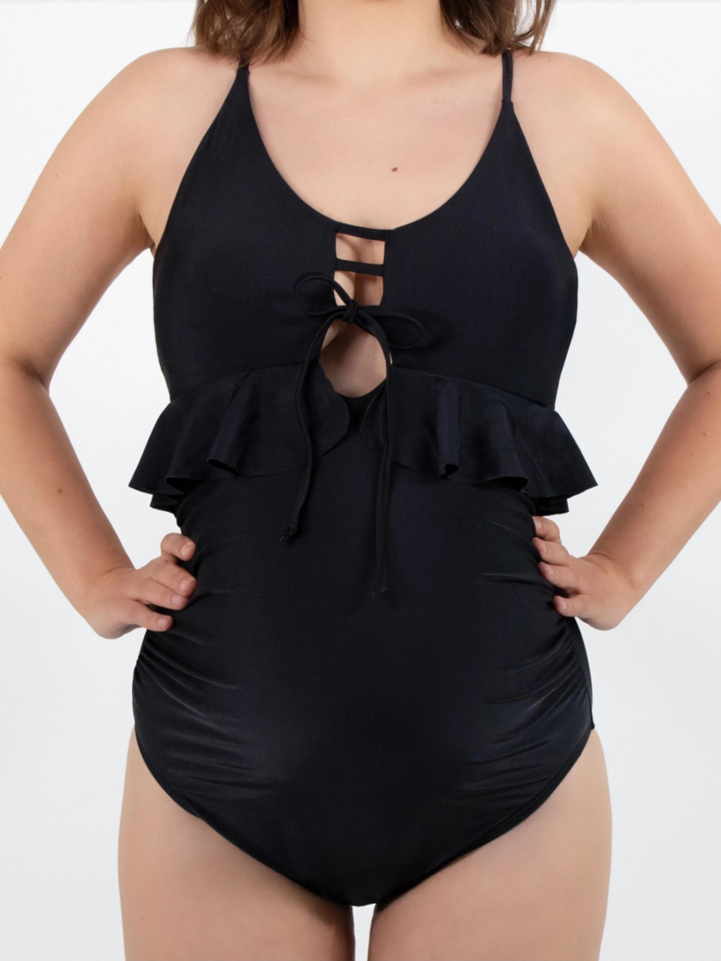 

MYLILY Платье-купальник 'Umstands Badeanzug mit Rüschen' в черном цвете, Черный, MYLILY Платье-купальник 'Umstands Badeanzug mit Rüschen' в черном цвете