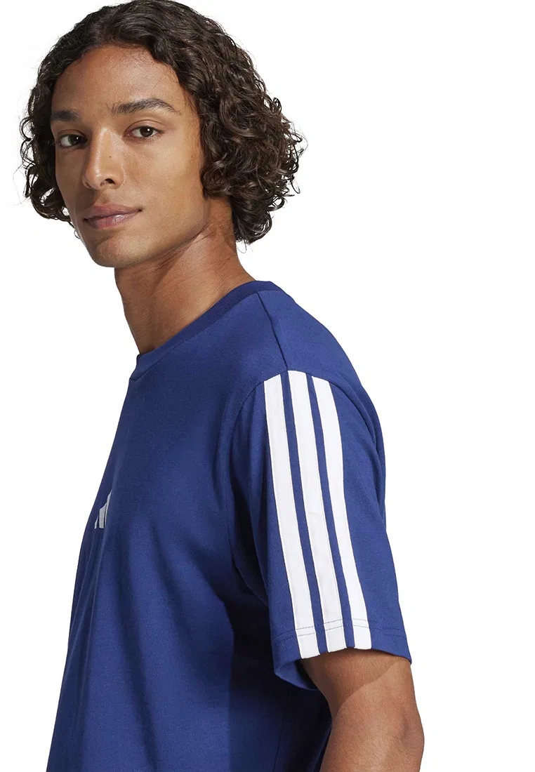 Футболка, три полоски, Essentials, Adidas, белый/темно-синий — фото 3