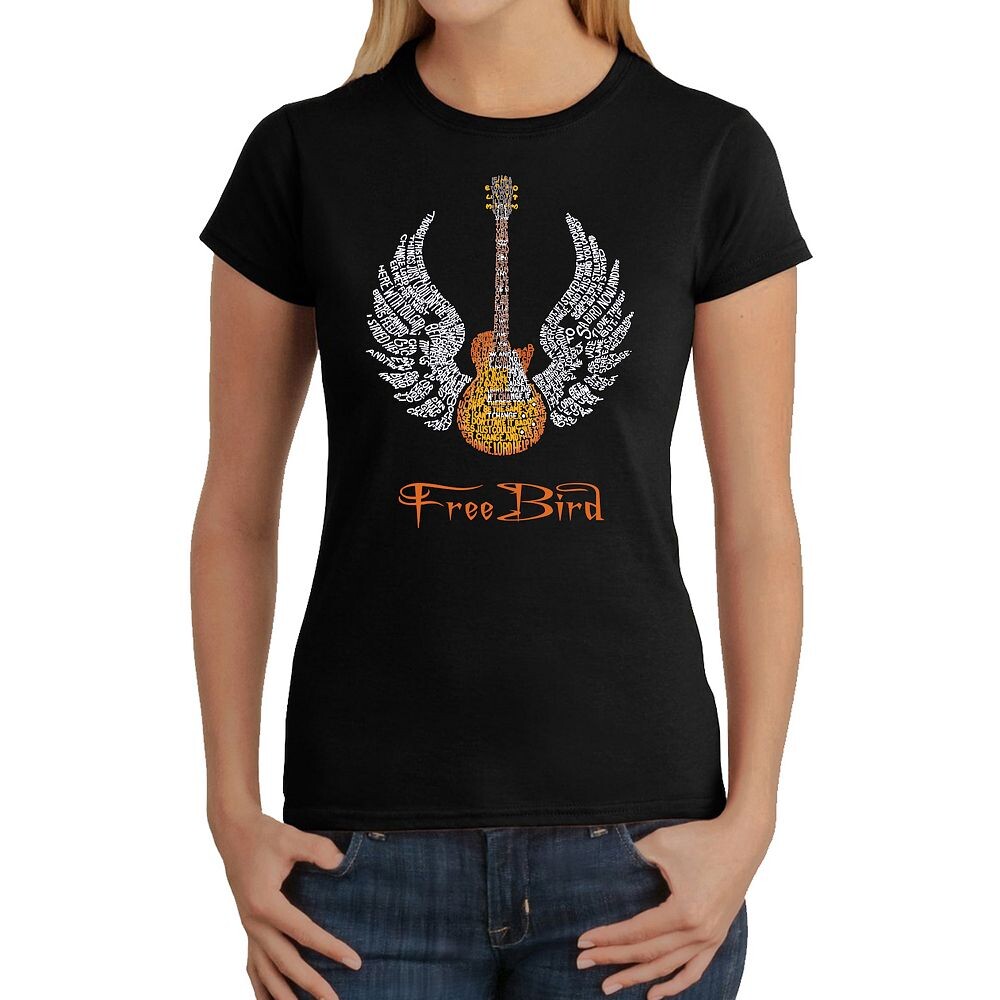 

Текст песни Freebird - Женская футболка с рисунком Word Art LA Pop Art, черный