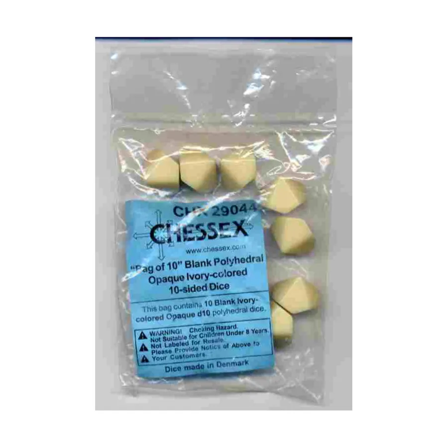 

d10 Чистая слоновая кость (10), Dice - Blank (Chessex)