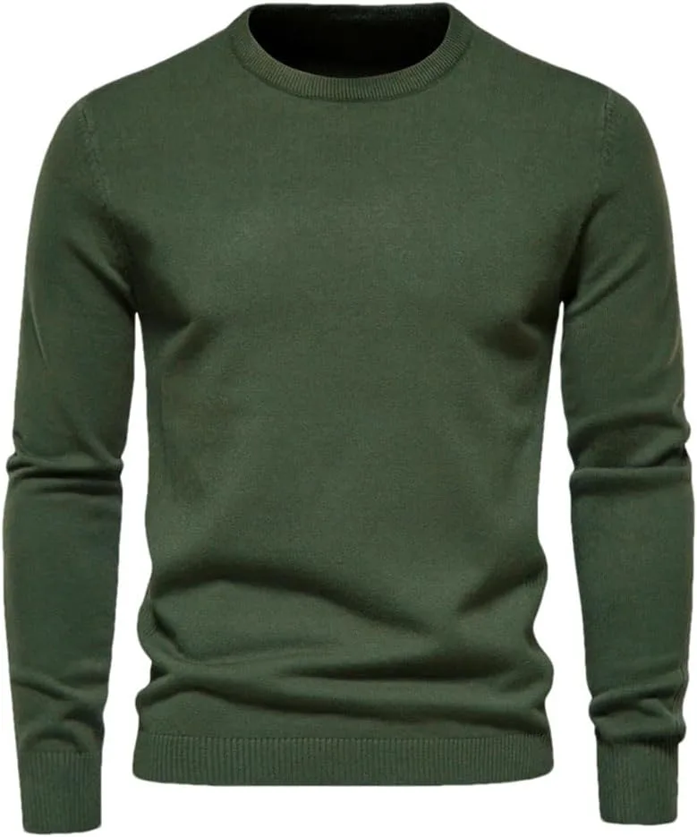 

Мужской однотонный свитер с длинными рукавами и круглым вырезом
