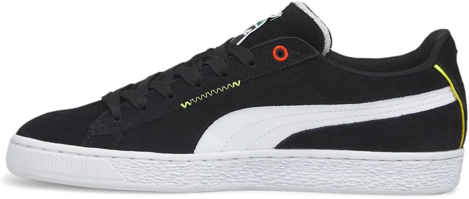 Мужские замшевые кроссовки PUMA с разноуровневыми шнурками для повседневной носки - черные — фото 3