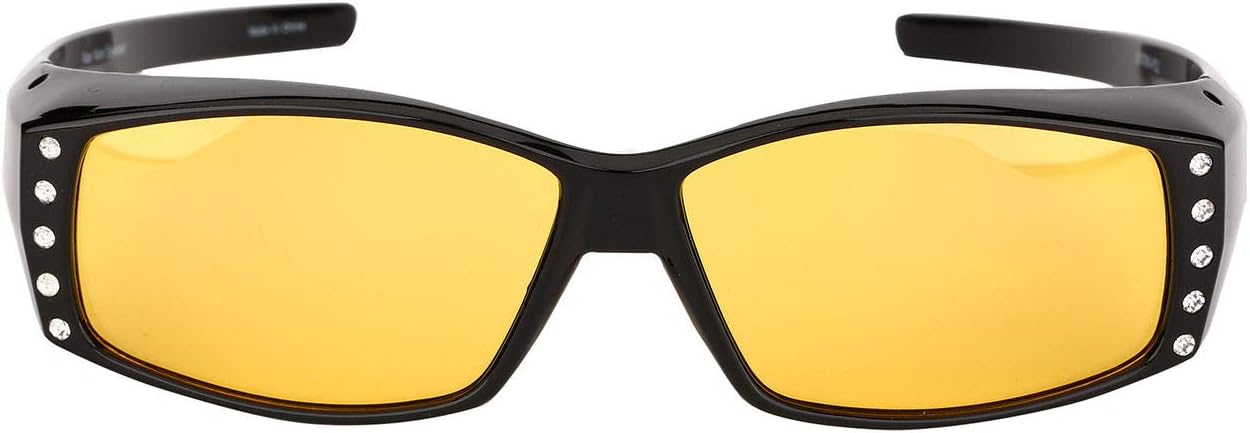 

Легкие поляризованные солнцезащитные очки JuicyOrange для женщин — надеваются поверх очков с диоптриями, оснащены линзами для вождения в темное время суток и стразами, Black