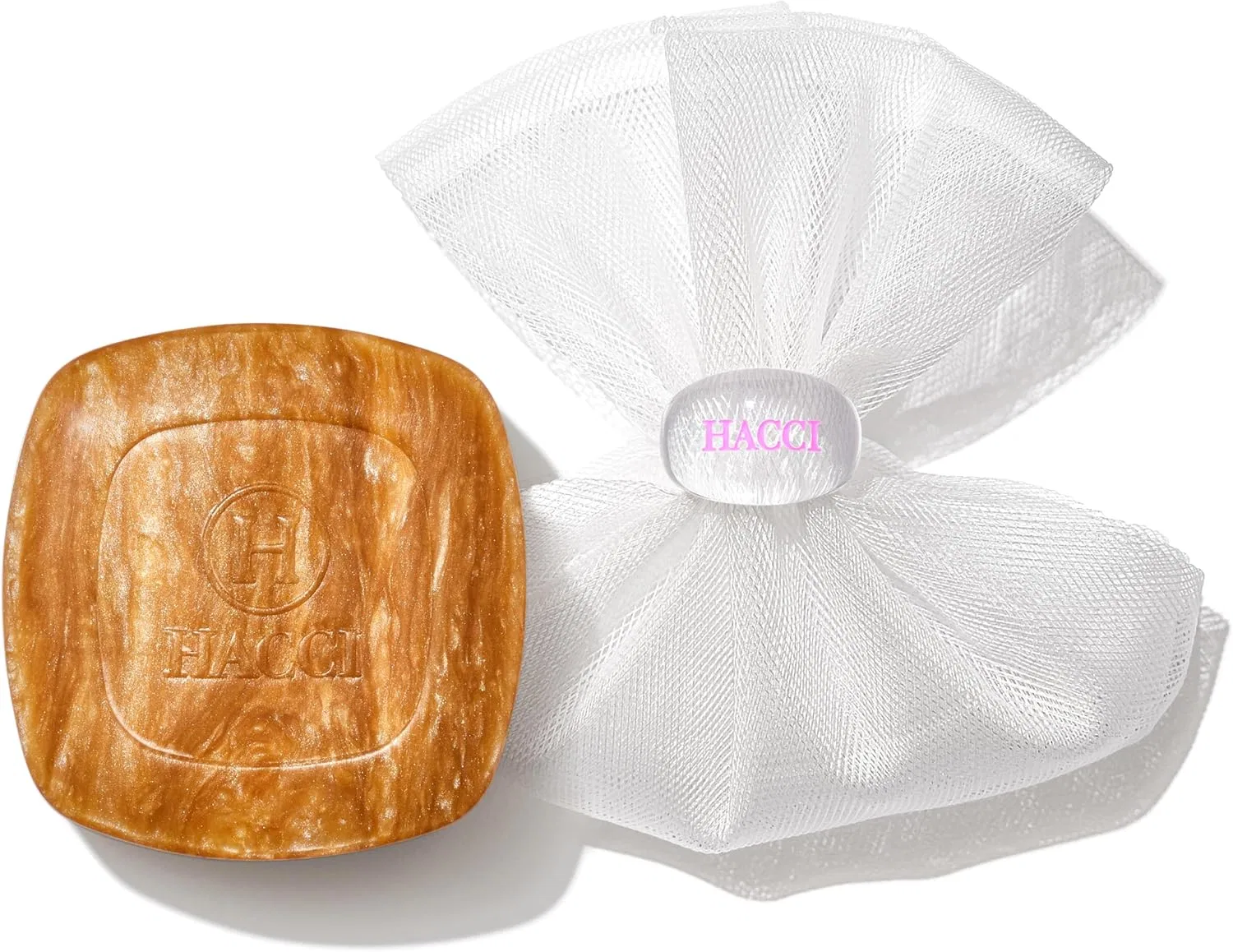 Мыло для лица Hacci Honey Face Wash Soap Starter Set, 120 г, с сеткой для пены