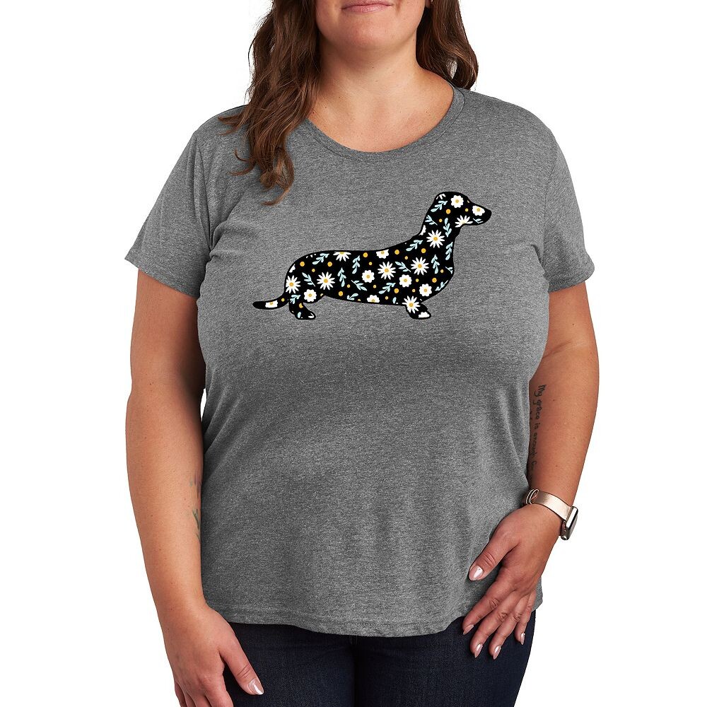 

Футболка Plus с рисунком таксы Daisy Fill, цвет Heather Gray