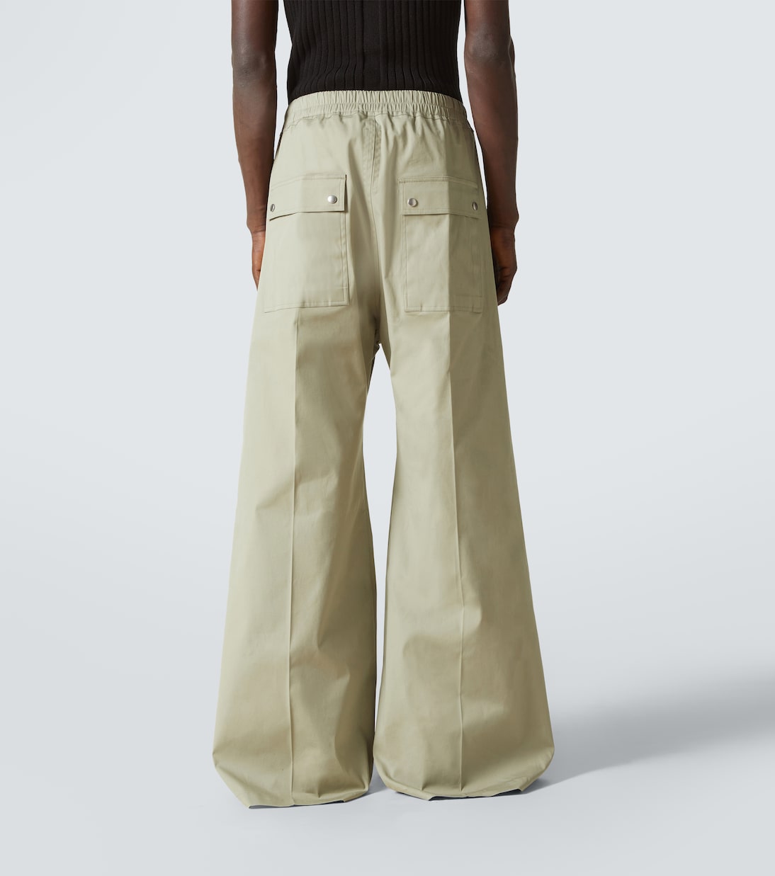 Брюки широкие из хлопкового поплина Bela Rick Owens, Celadon — фото 4