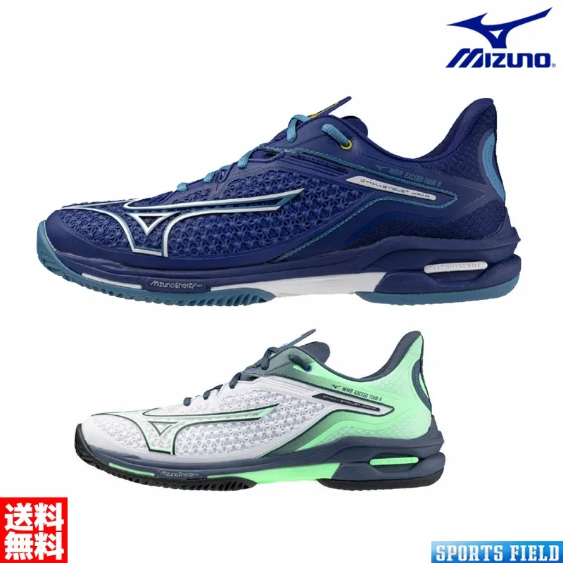 Унисекс кроссовки для тенниса «Wave Exceed Tour 6 OC» от Mizuno, 37 White X Mint X Blue