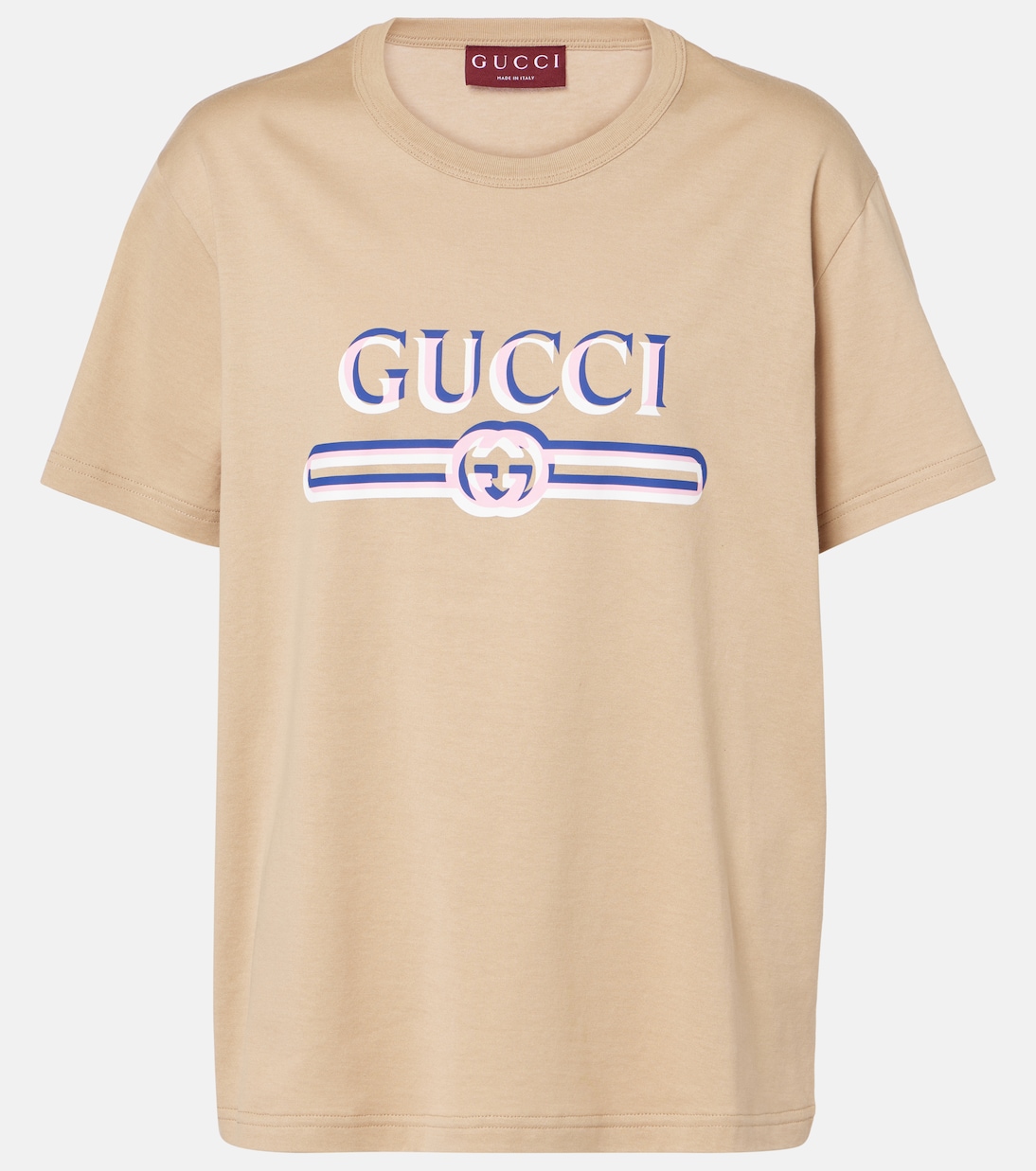 

Футболка из хлопкового джерси с логотипом Gucci, Light Camel