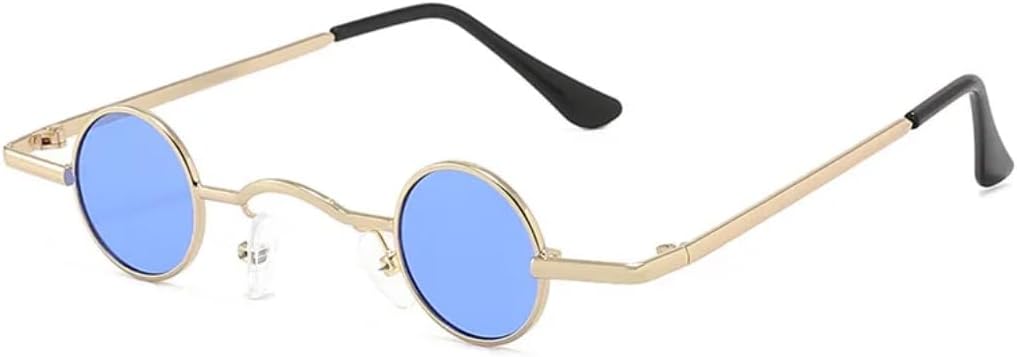 

Солнцезащитные очки с защитой от УФ-излучения UV400 | Маленькая металлическая круглая оправа | для женщин и мужчин | для занятий спортом на открытом воздухе и вождения DSVIGF, Gold-blue