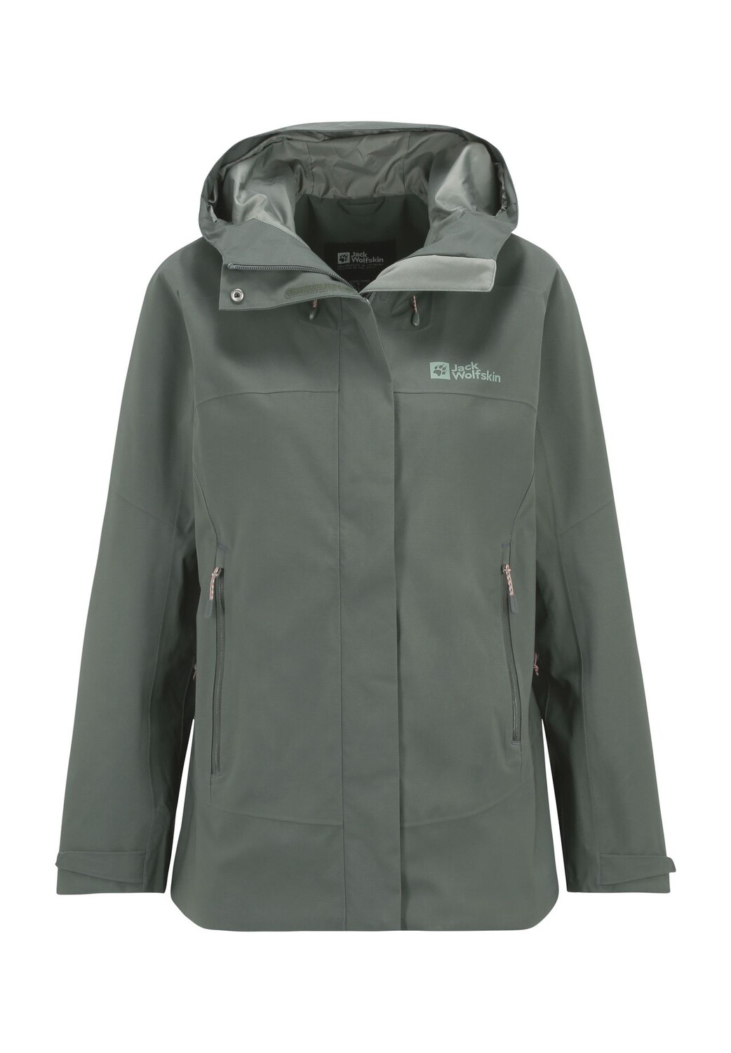 

Функциональная куртка Kammweg 2L, потайная молния, женская Jack Wolfskin, цвет Slate Green