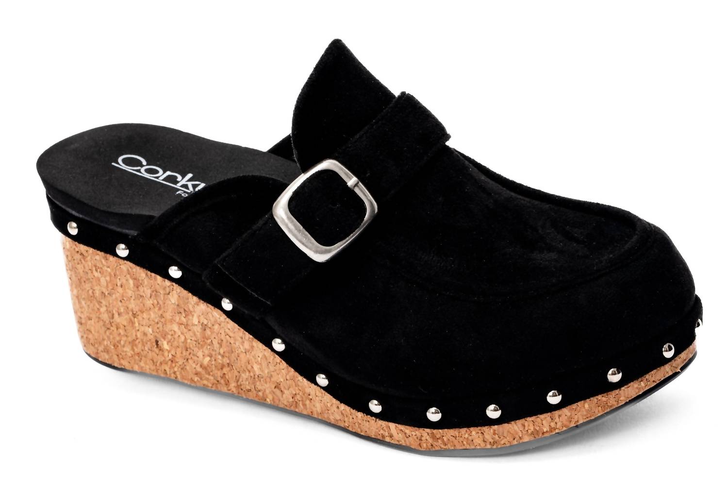 Женские уютные клоги Just Precious из черного искусственного замша Corkys Footwear