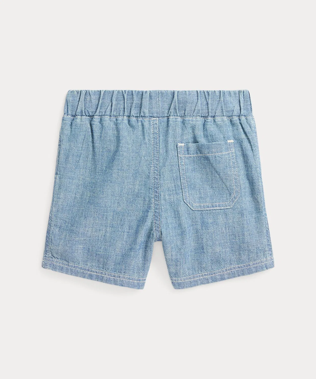 Шорты из индиго-шамбрэ с вышивкой пони Ralph Lauren, синие — фото 2