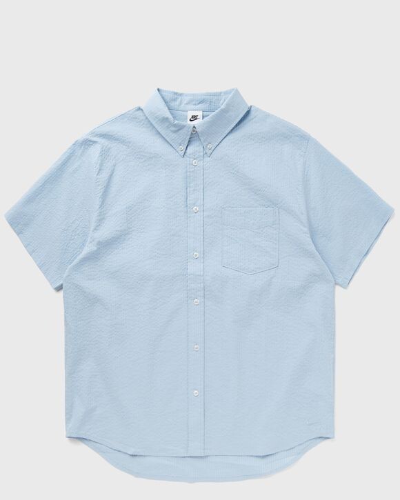 

Рубашка Nike Life Short-Sleeve Seersucker Button-Down Shirt, цвет lt armory blue/lt armory blue
