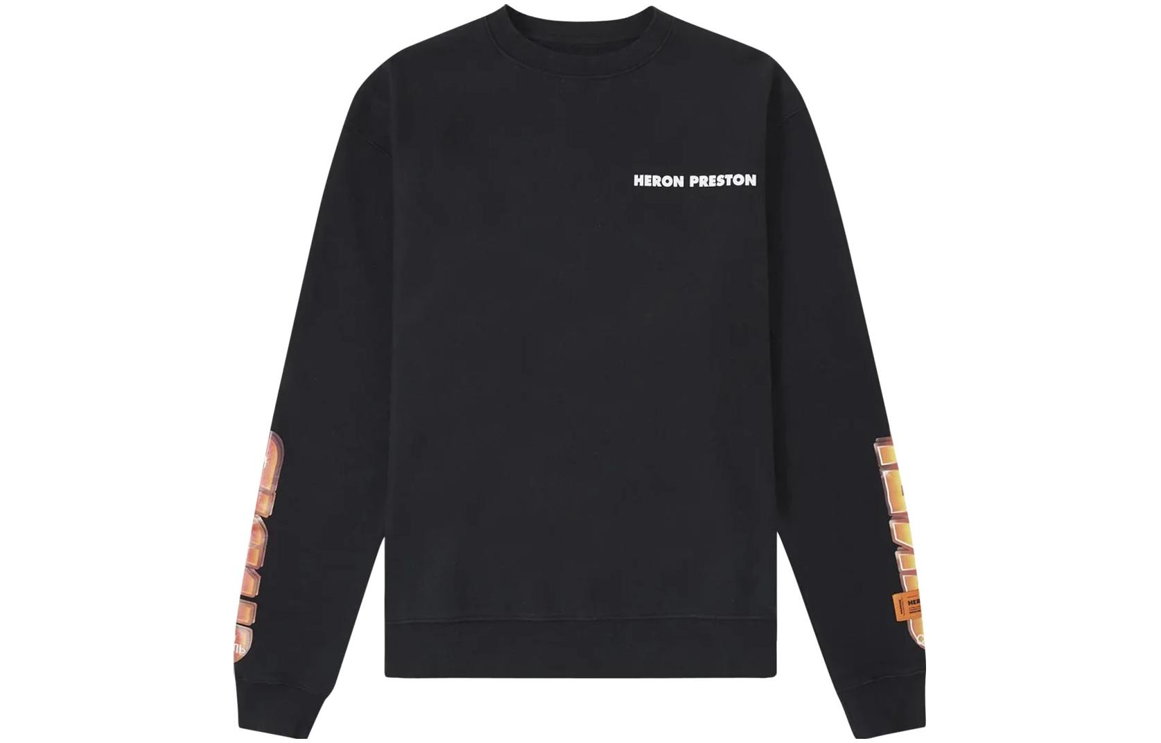 

Хромированный свитшот с круглым вырезом HERON PRESTON, черный