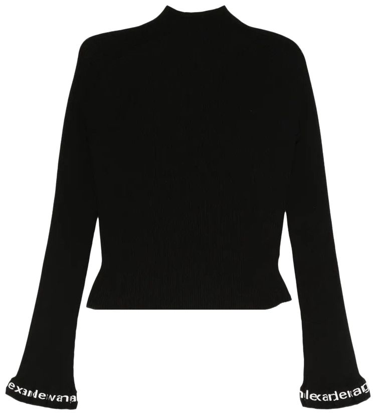 

Пуловер Alexander Wang с длинными рукавами, застежкой-молнией и ребристым воротником-стойкой, черный