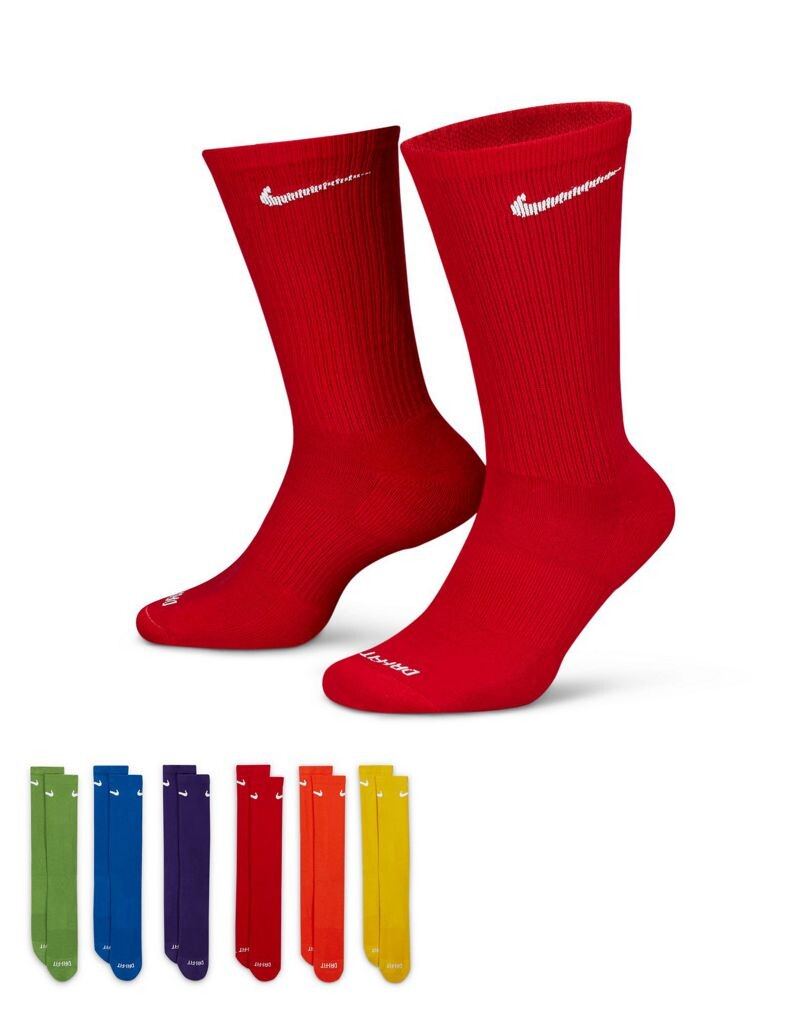 

Набор из шести разноцветных носков для экипажа Nike Everyday Cushioned Plus