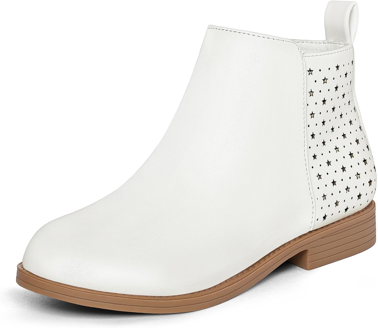 

Девочковые ботильоны K KomForme с низким каблуком и боковой молнией для малышей/детей младшего и старшего возраста, White Pu