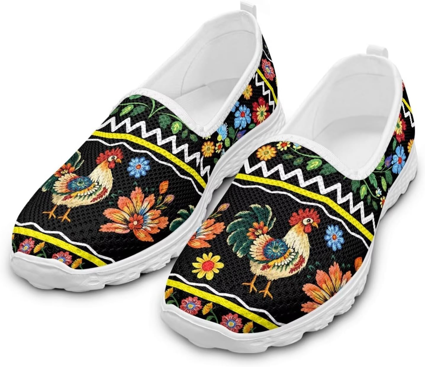 

Женские слипоны Howilath, удобные повседневные антискользящие спортивные туфли, модные лоферы без шнурков с подошвой из ЭВА, размеры 5.5-10.5, Colorful Ethnic Rooster