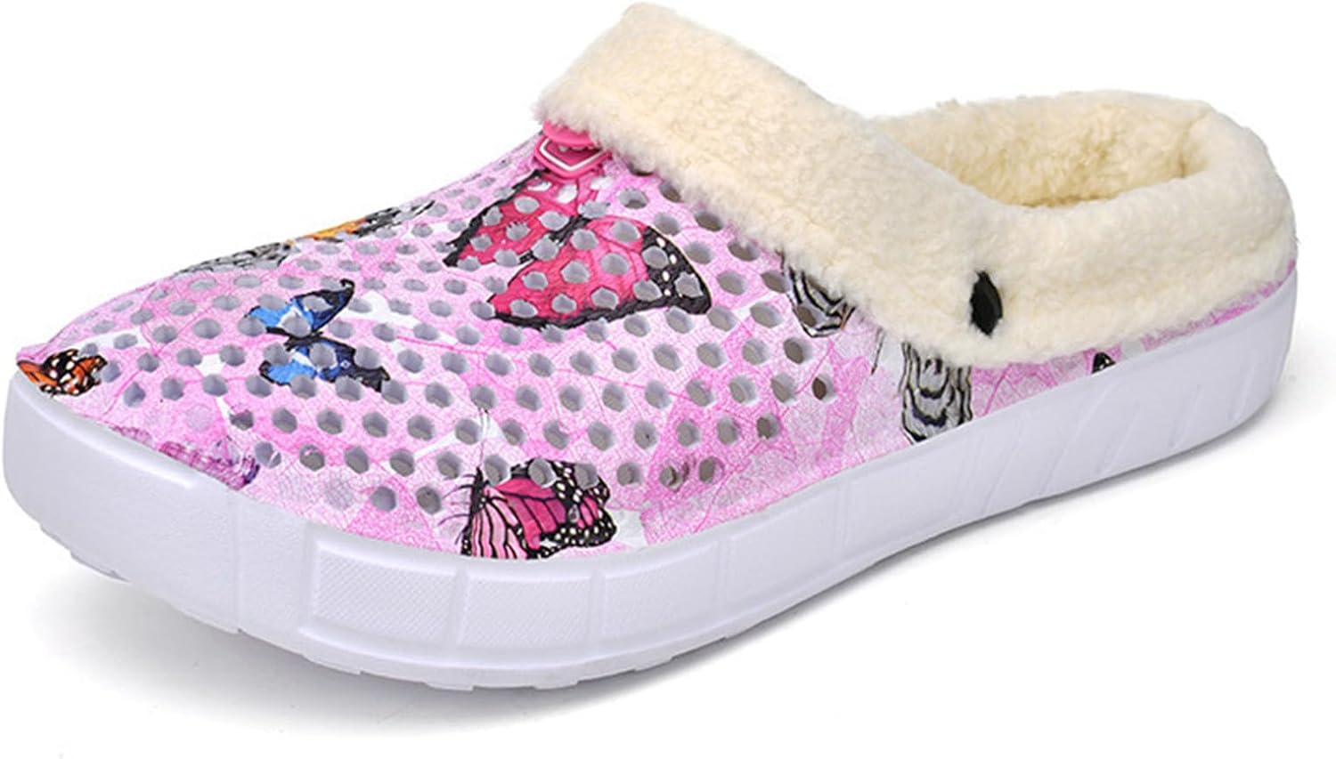 

Женские и мужские мюли NMHOO, сабо, тапочки, садовая обувь, с меховой подкладкой, шлепанцы, теплые зимние тапочки для дома и улицы, розовый