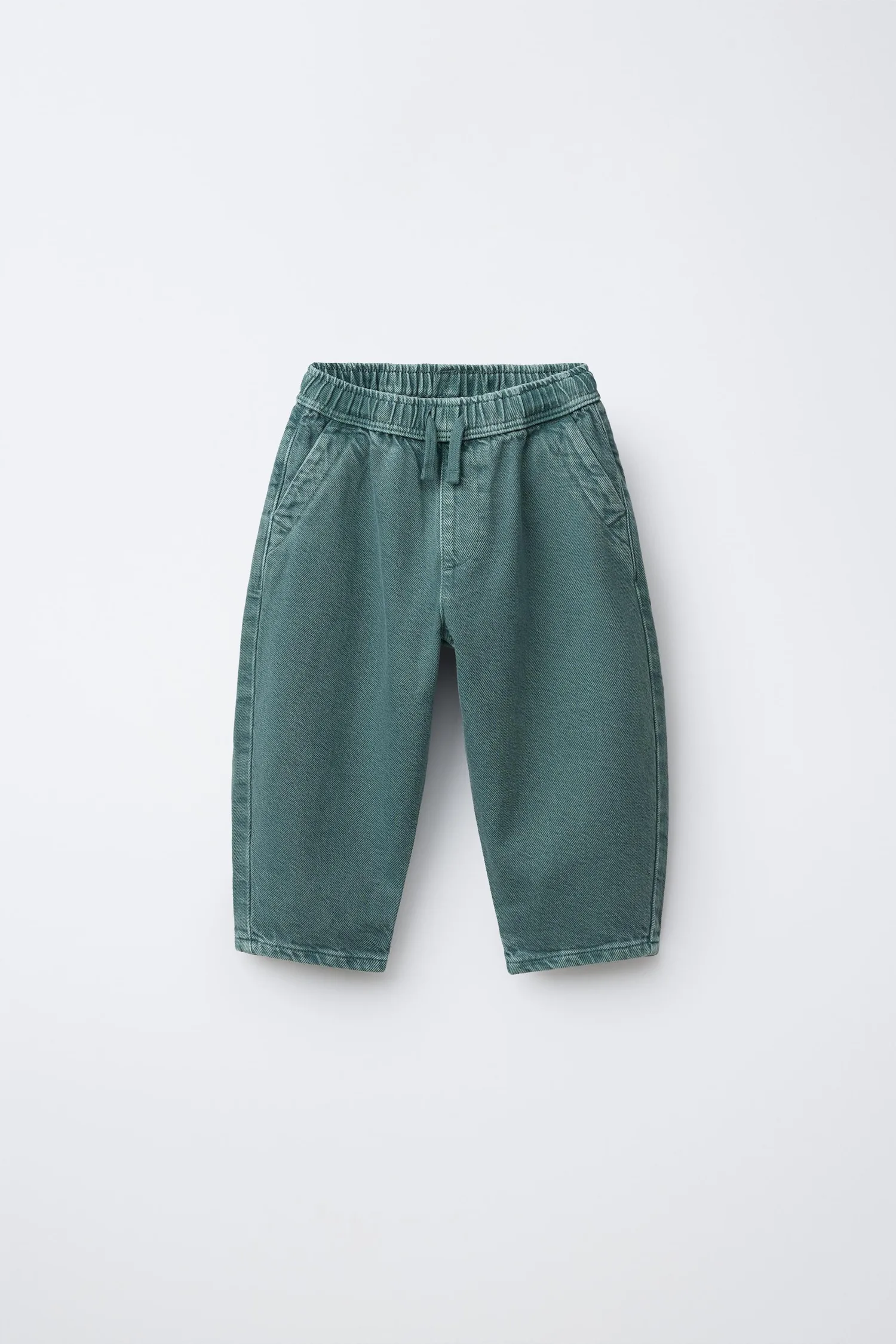 Широкие брюки из саржи Zara, зеленый