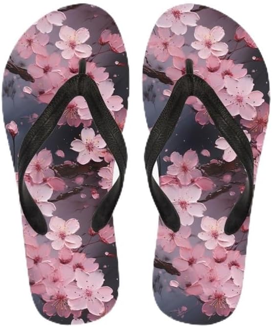 

Сандалии-вьетнамки Semiouray для женщин, геометрический принт, закат, бабочка, обувь для путешествий, удобные тапочки Lotus, сандалии-вьетнамки, Cherry Blossom Oil Painting