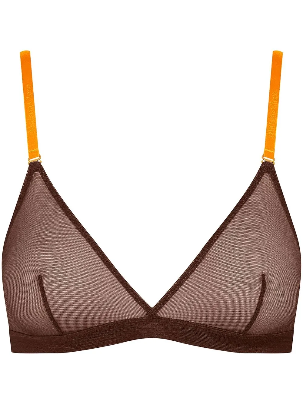 

Кружевной бюстгальтер с треугольными чашками Maison Close, коричневый