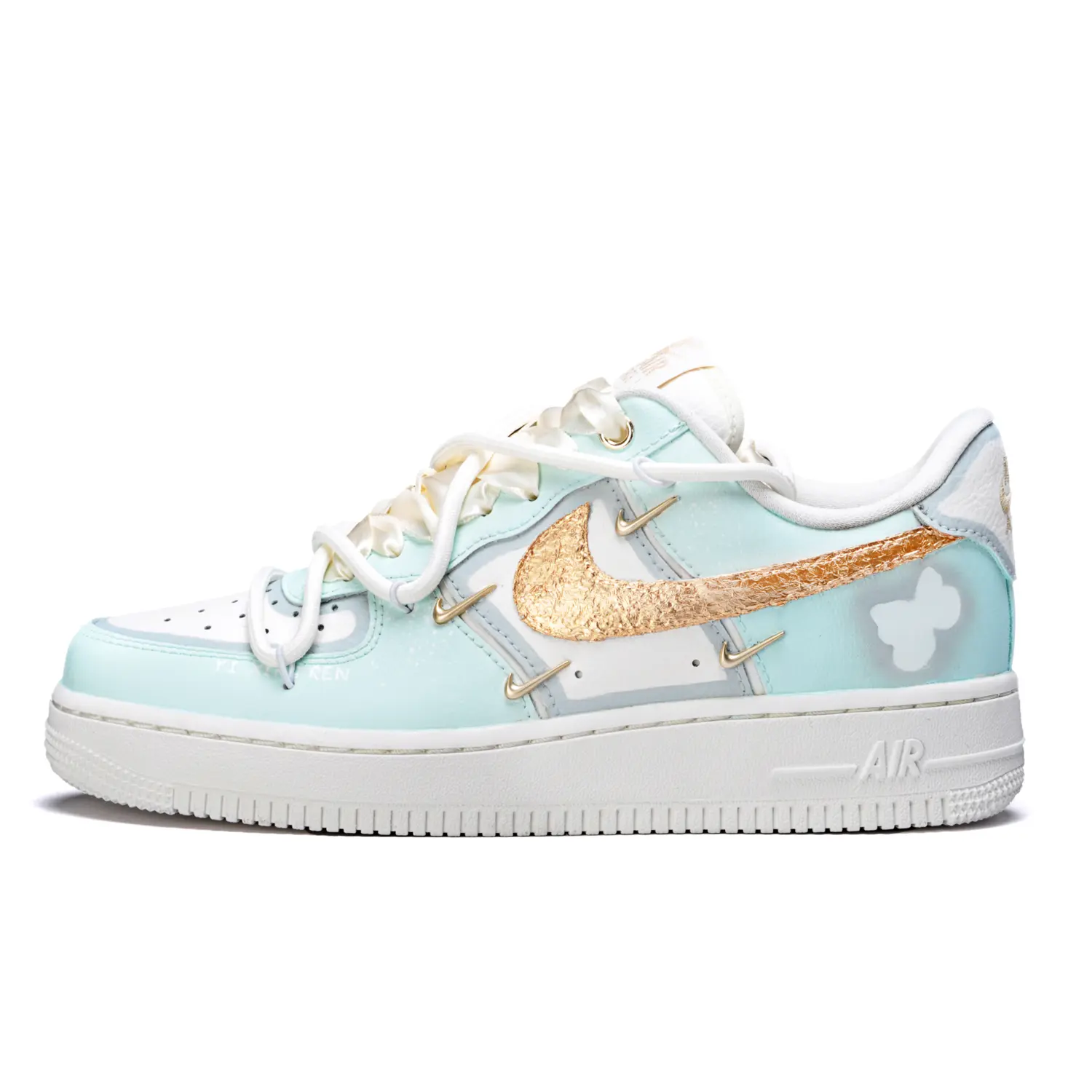 

Кроссовки Nike Air Force 1 Skateboarding Shoes Women's Low-top Blue/Gold/White, голубой, Синий, Кроссовки Nike Air Force 1 Skateboarding Shoes Women's Low-top Blue/Gold/White, голубой